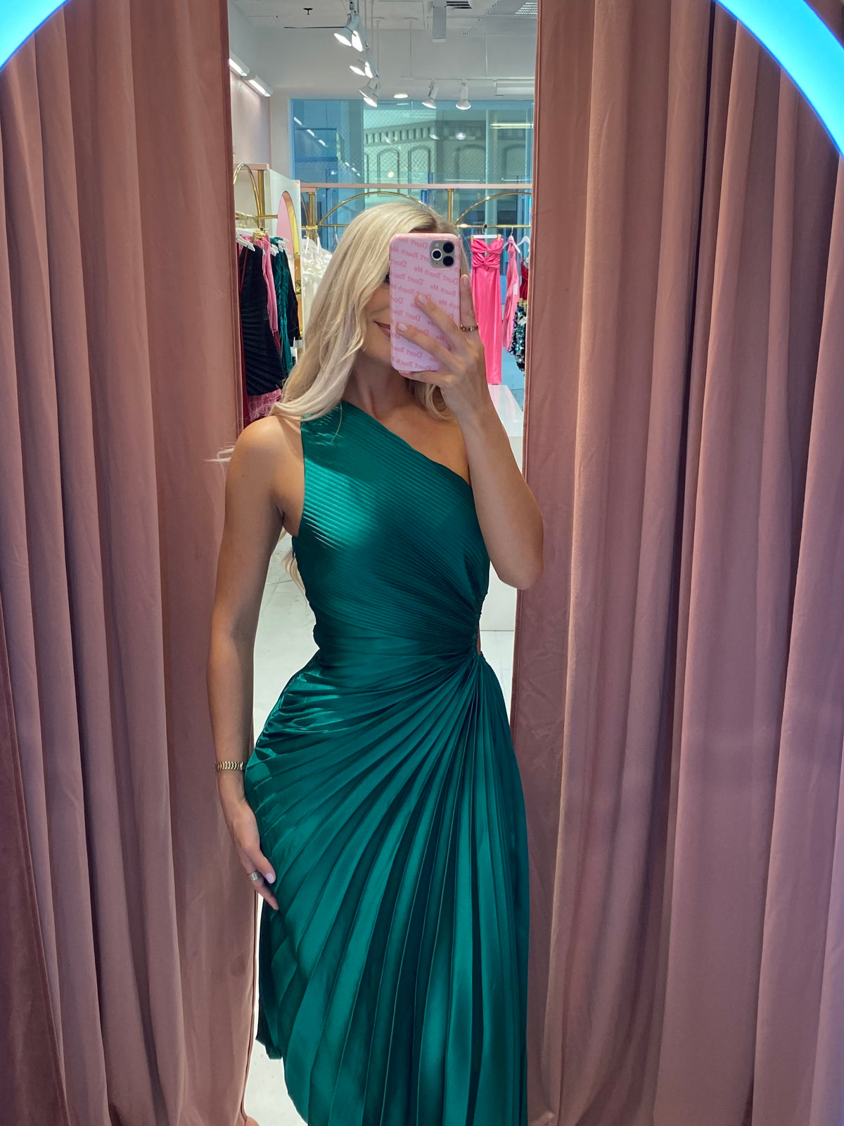 Gabriela Pleated Midi Emerald