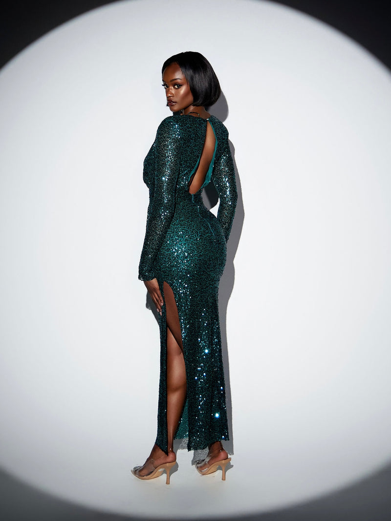Dolce Sequin Gown Green