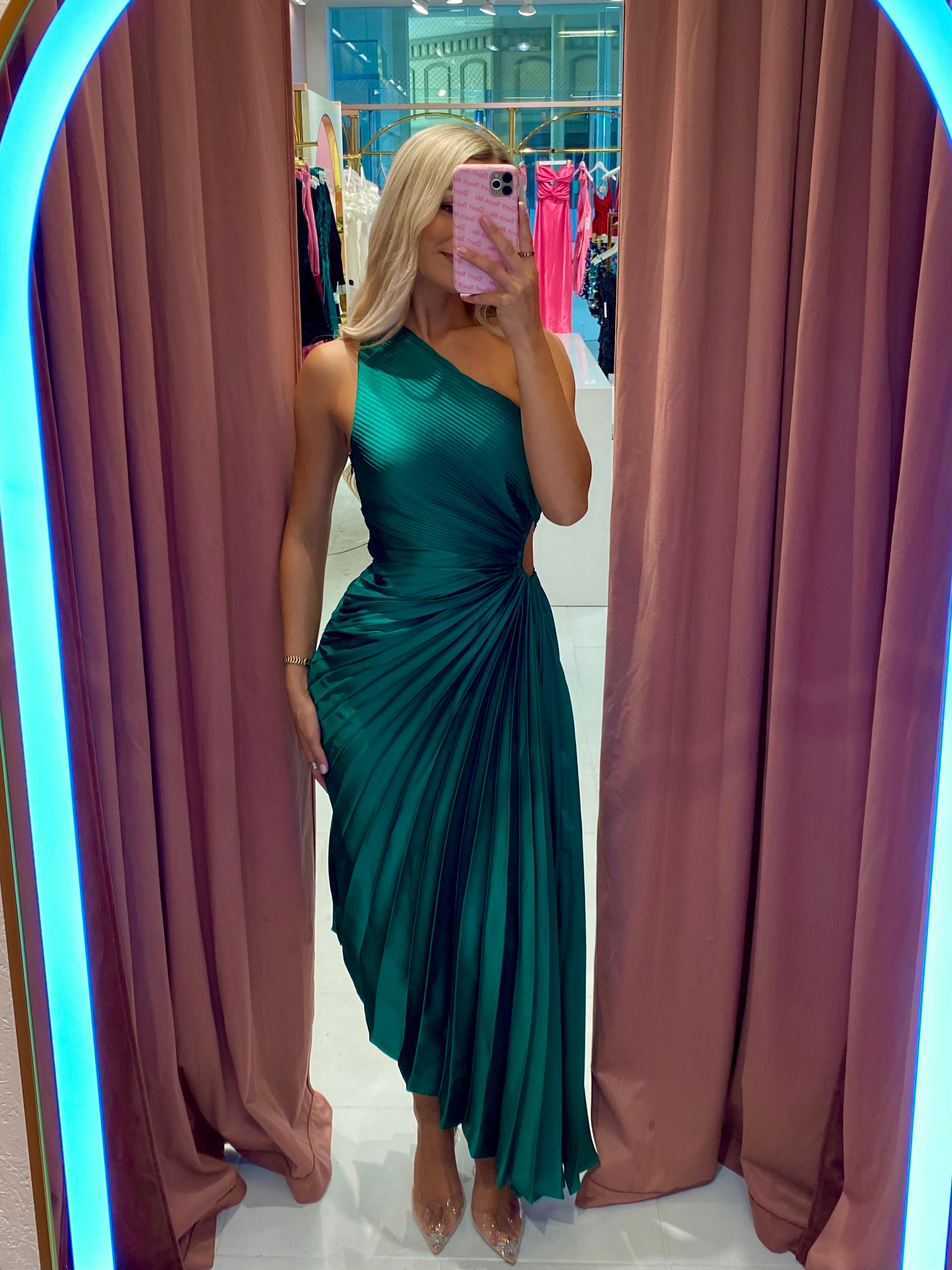 Gabriela Pleated Midi Emerald