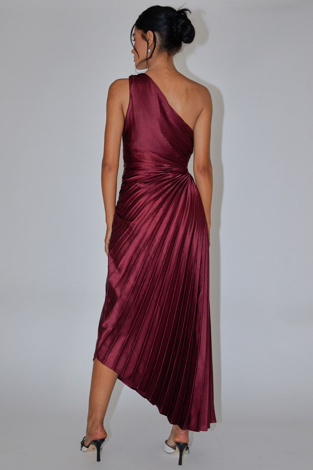 Gabriela Pleated Midi Wine