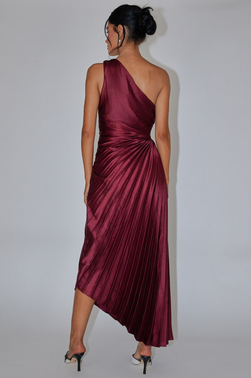 Gabriela Pleated Midi Wine