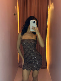 Cicely Beaded Mini Brown