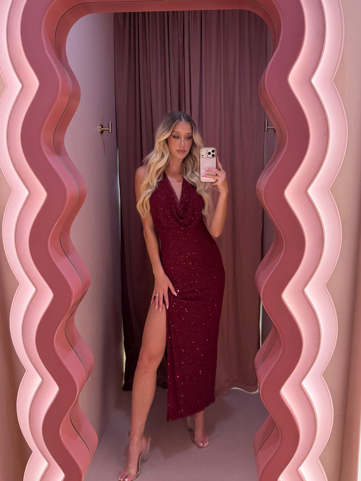 Rorie Beaded Gown Wine