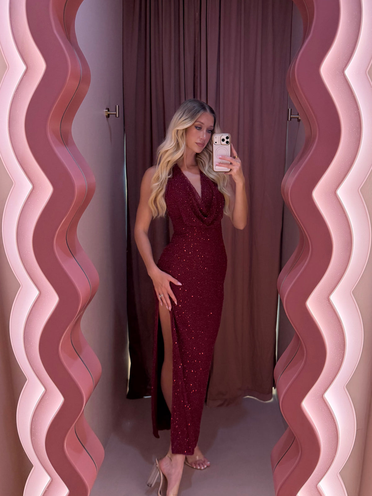 Rorie Beaded Gown Wine
