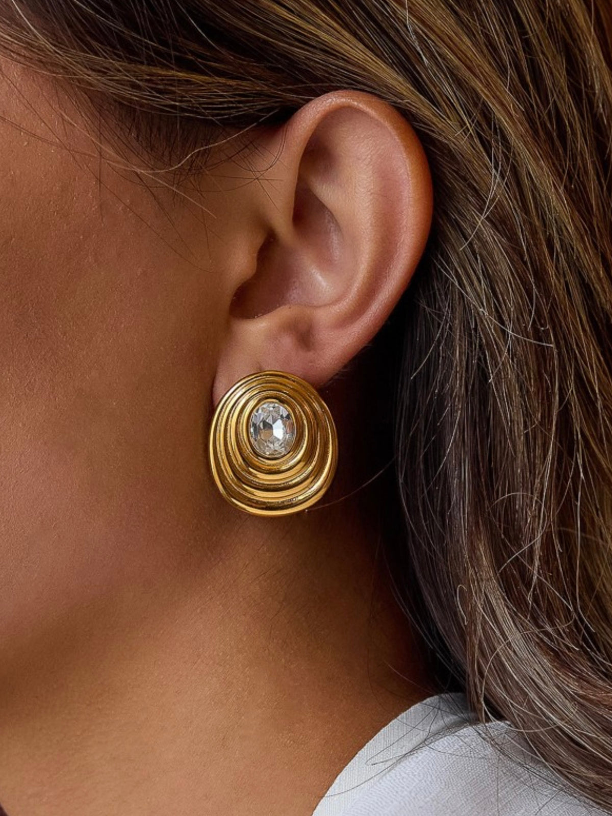18K Gold Plated Oval Stud