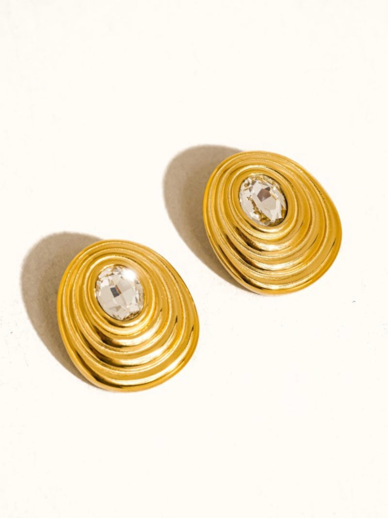 18K Gold Plated Oval Stud