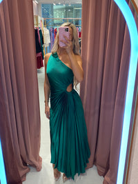 Gabriela Pleated Midi Emerald