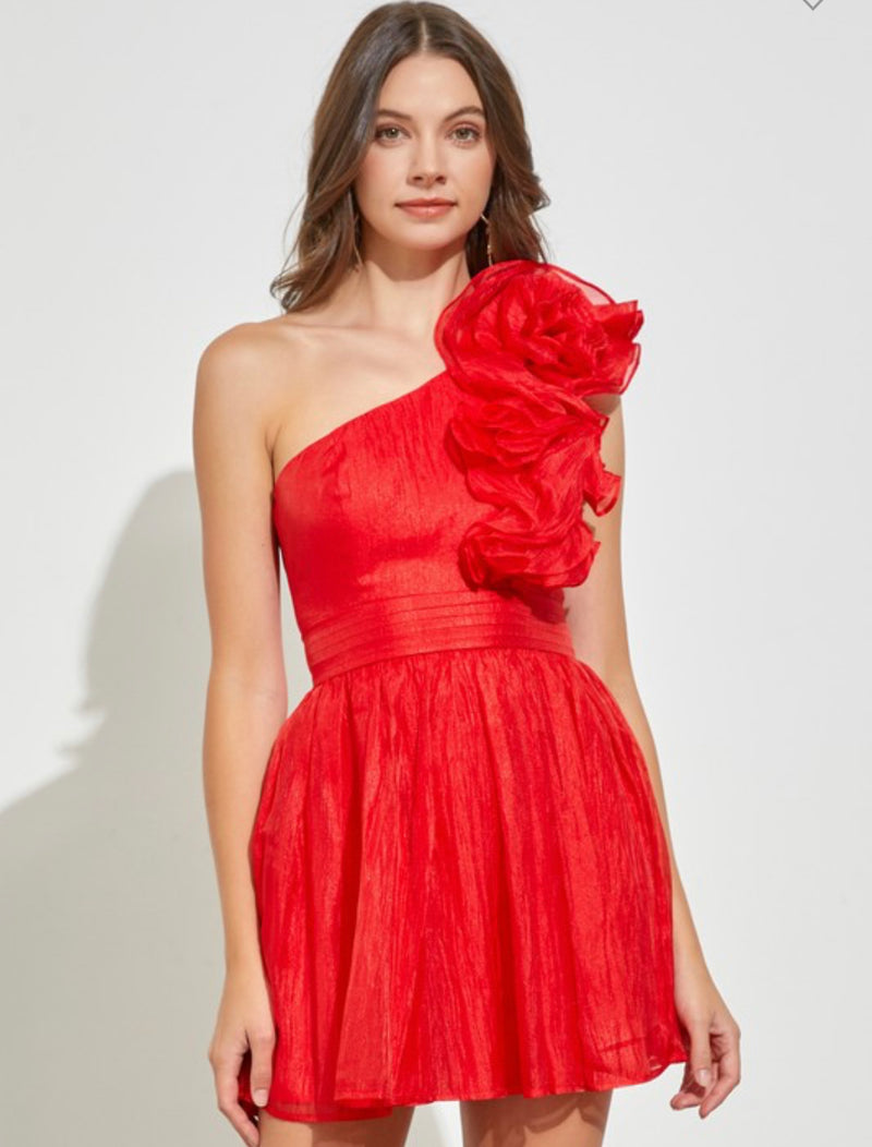 Giulia Ruffle Dress Red