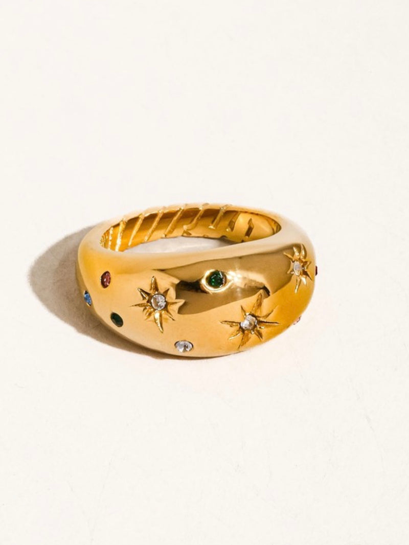 18k Gold Plated Star Dome Ring