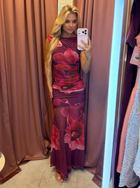 Adeline Fuchsia Floral Maxi