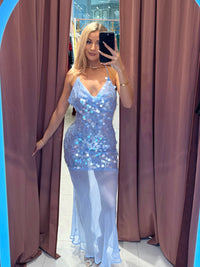 Isla Sequin Gown Sky