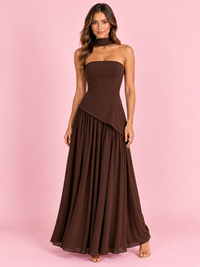 Clara Pleated Gown Brown