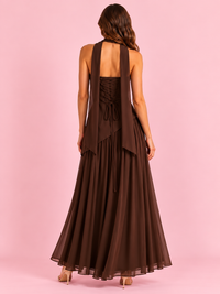 Clara Pleated Gown Brown