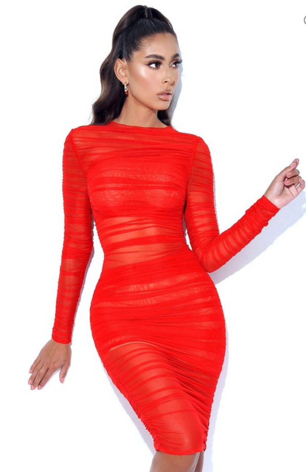 Jimena Red Ruched Dress