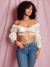 Hannah Linen Crop White