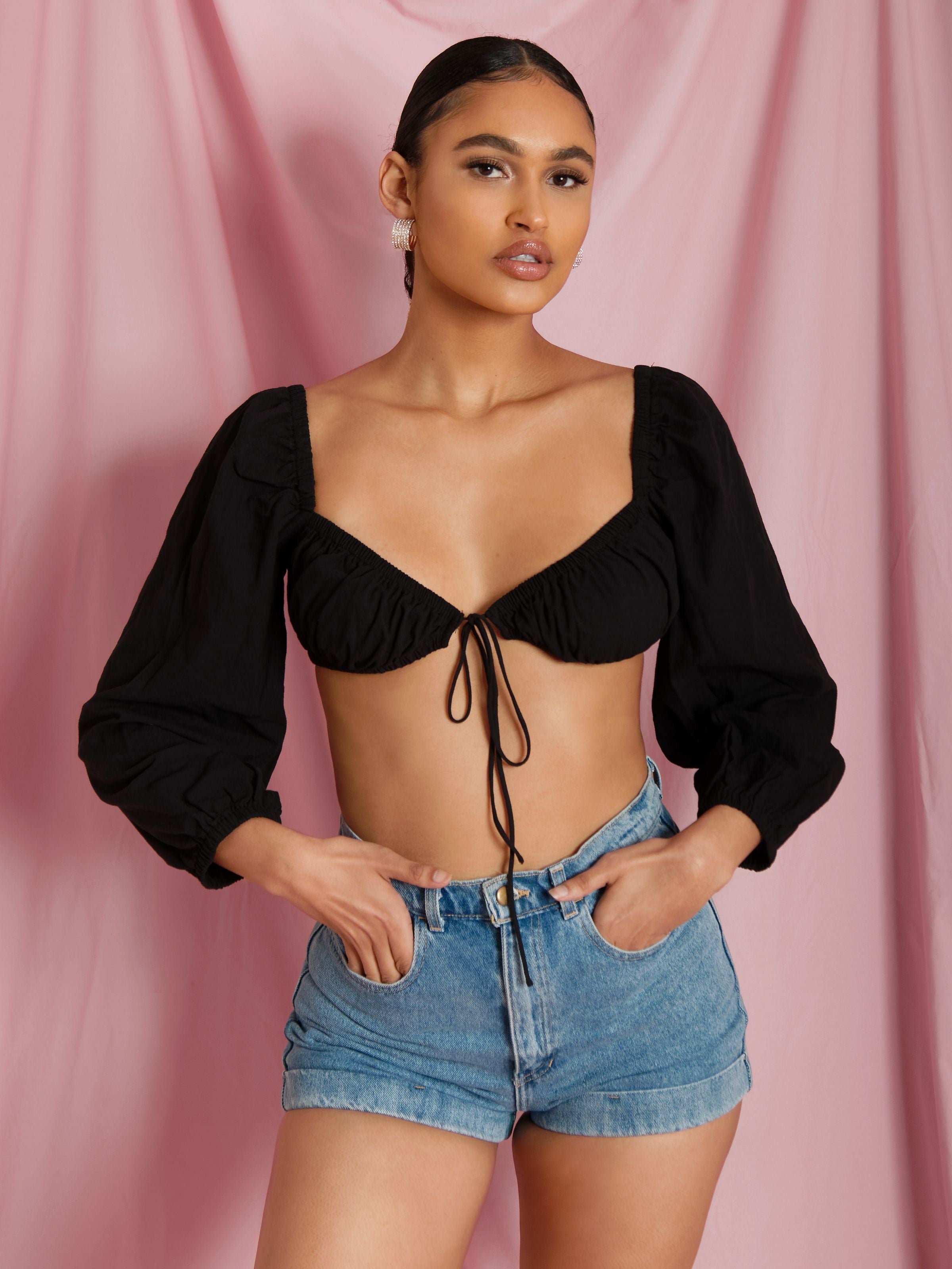 Be Mine Long Sleeve Floral Crop Top – These Days